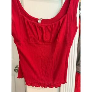 Free People Red Pointelle tank top